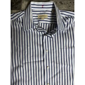 Tommy‎ Bahama Mens Blue White Striped Cotton Button Down Shirt 17 34-35
